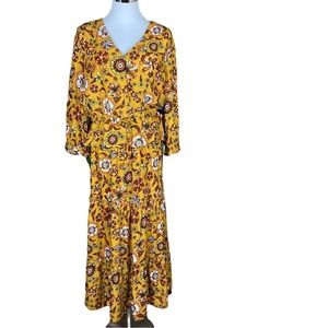 Margaux Riviera Bohemian Floral Cottagecore Two Piece Set Blouse Maxi Skirt Sz M
